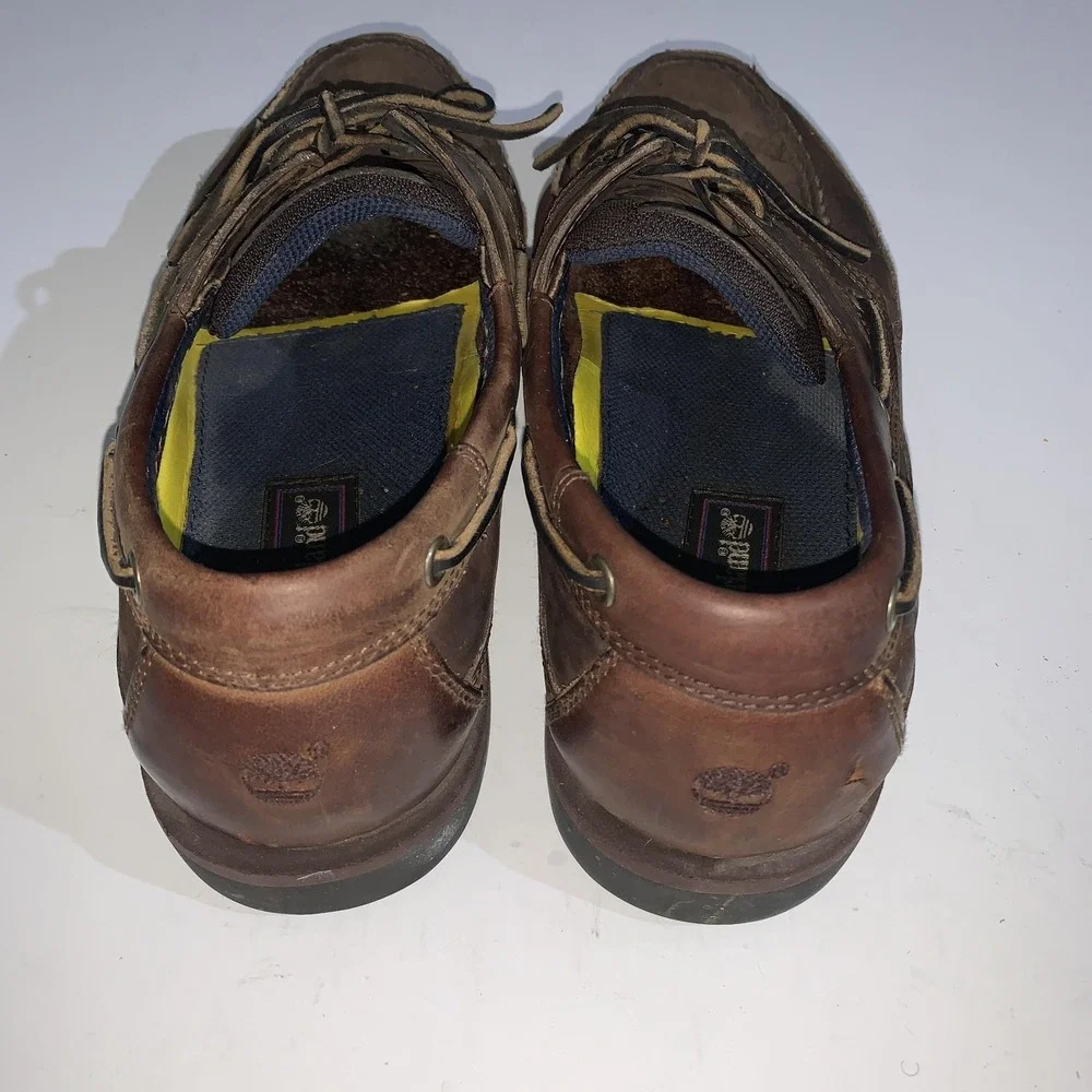 Timberland Boat Shoes Mens Size 10 Brown Leather Deck Moc Toe Slip On 71024
